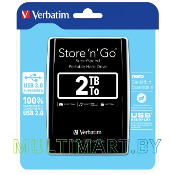 Внешний жесткий диск Verbatim Store 'n' Go USB 3.0 2TB Черный (53195) картинка 4